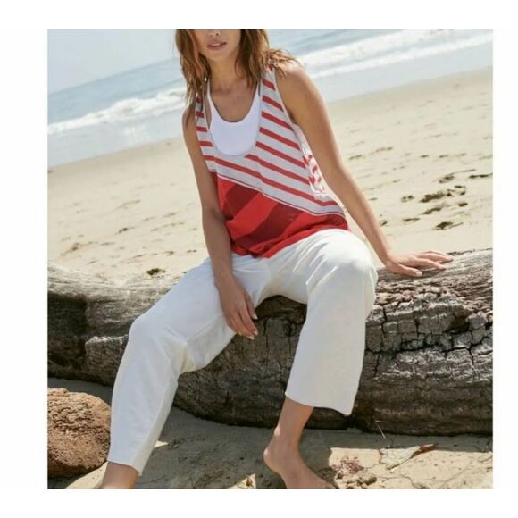 Free People cotton blend Keep Rolling Racerback Tank Top Size M NWT - Picture 2 of 9